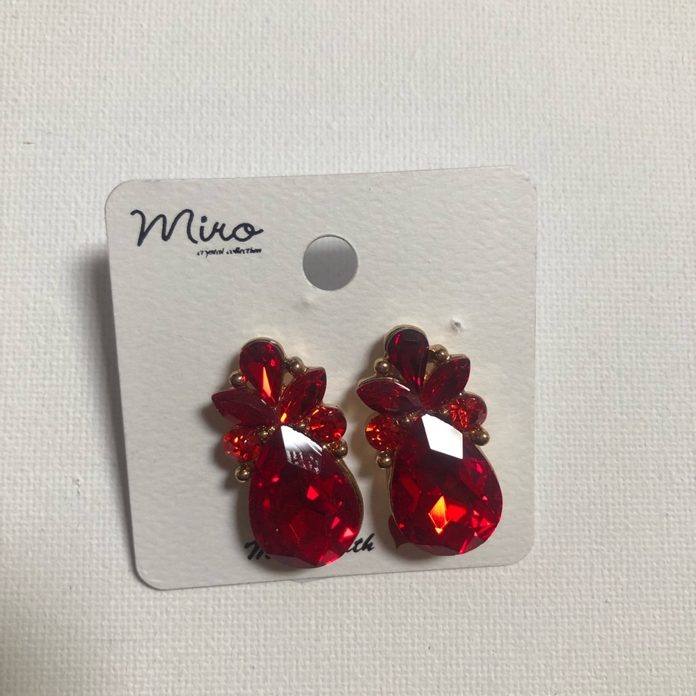 Red cluster earrings